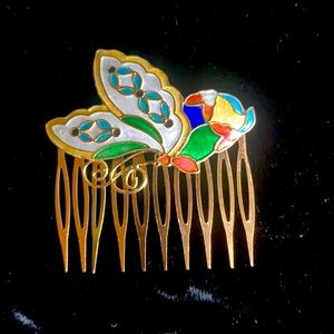 Vintage Cloisonné Butterfly Hair Comb! 🦋